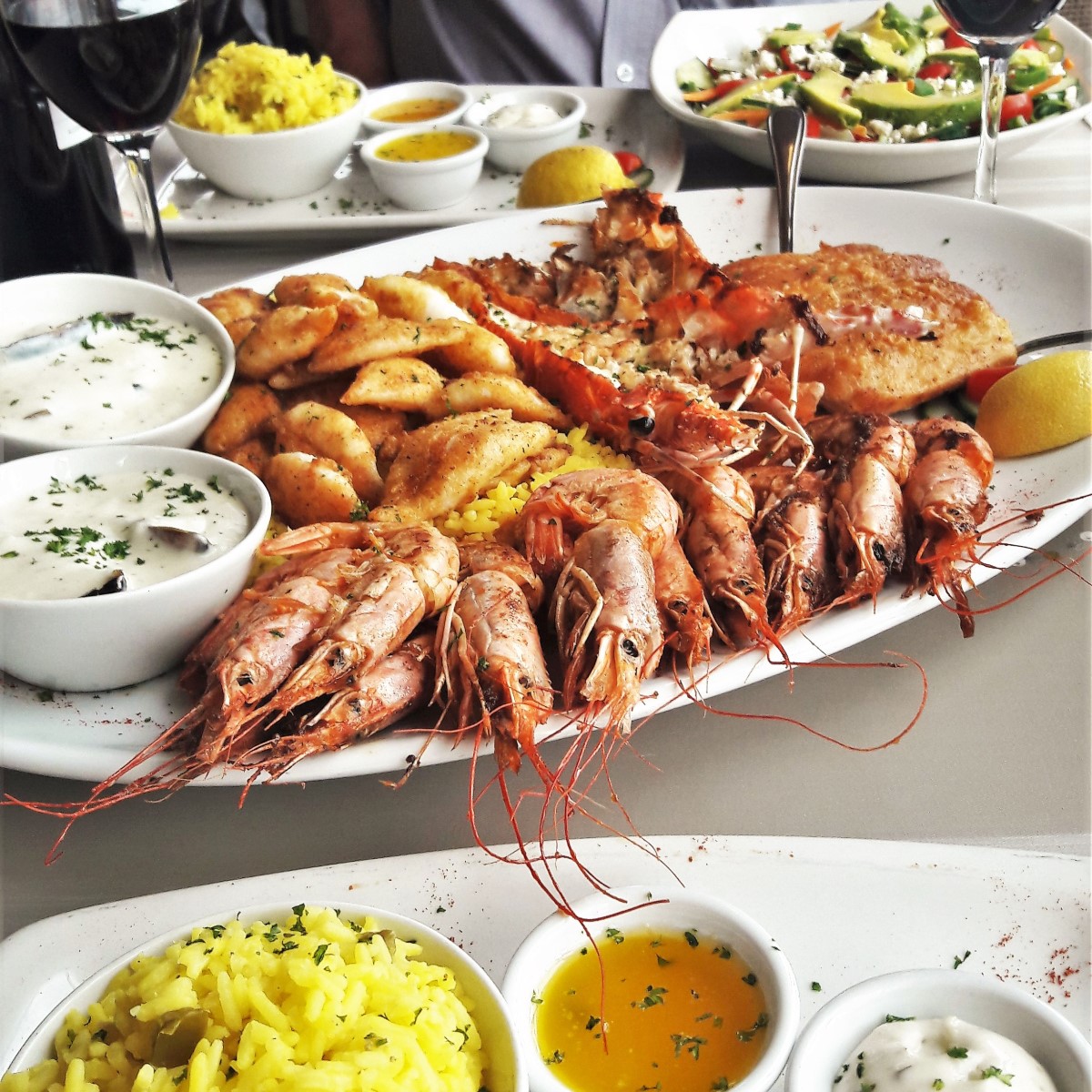 A sharing platter of seafood.