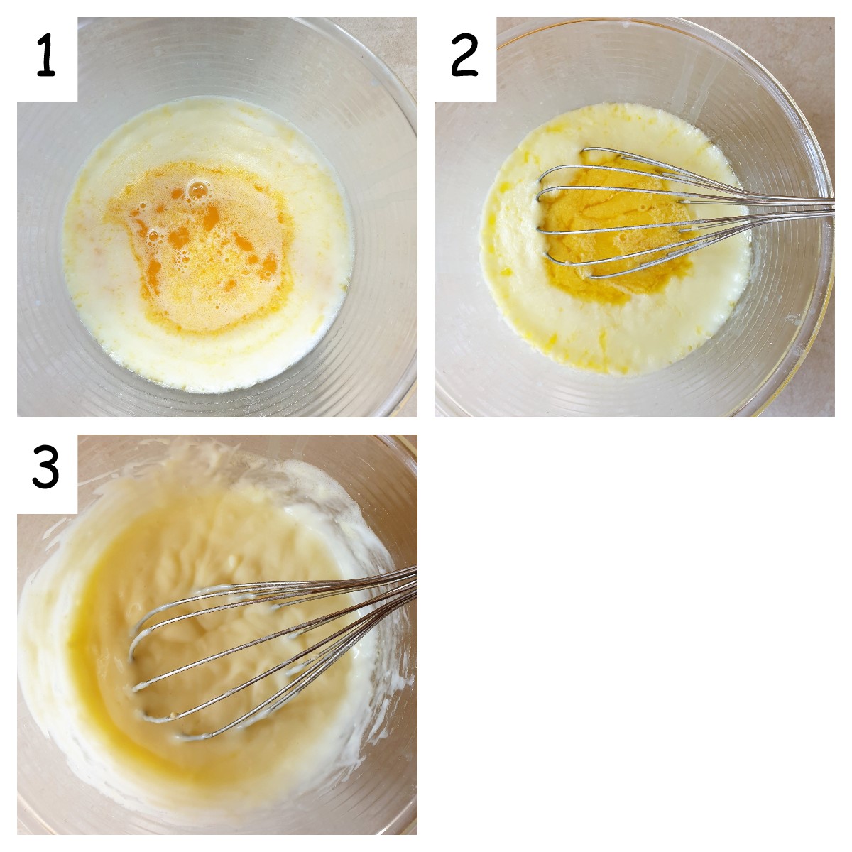 collage showing steps for making white sauce.