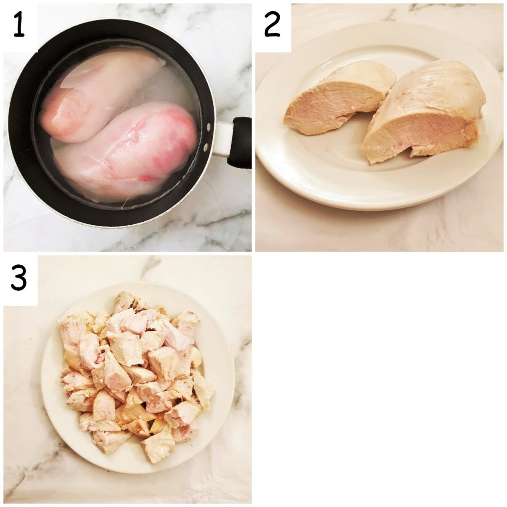 Steps for poaching chicken.