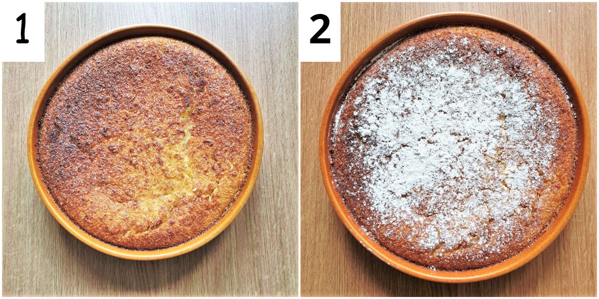 Two images showing the finished pie.