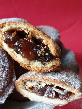 Christmas mince pies cut in half
