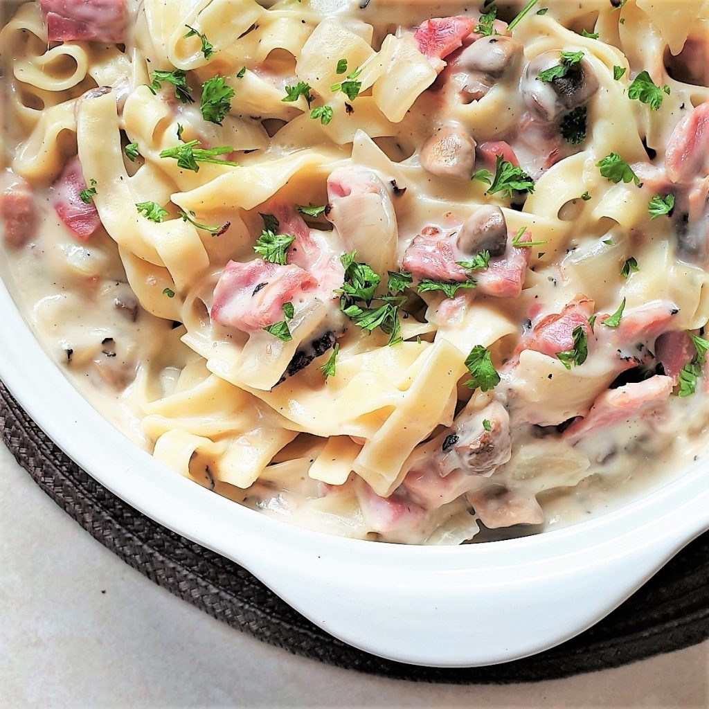 Ham And Mushroom liatelle With Black Pepper Sauce Foodle Club Ham And Mushroom liatelle With Black Pepper Sauce Foodle Club