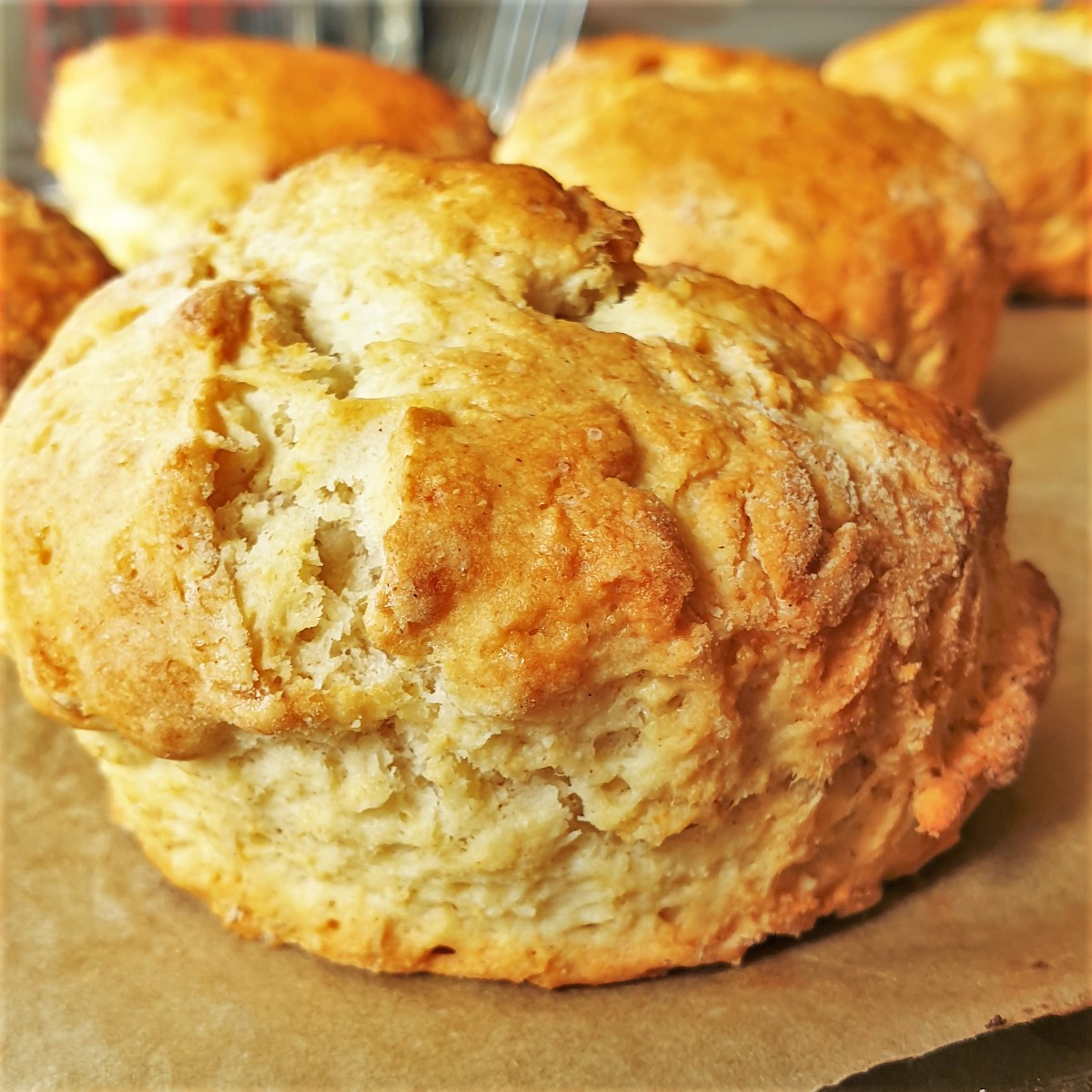 A scone fresh from the oven.