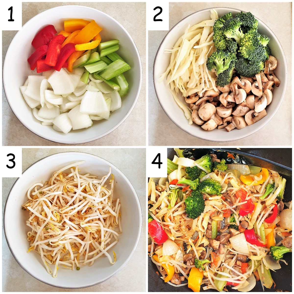 A collage of 4 images showing the ingredients for garlic chicken.
