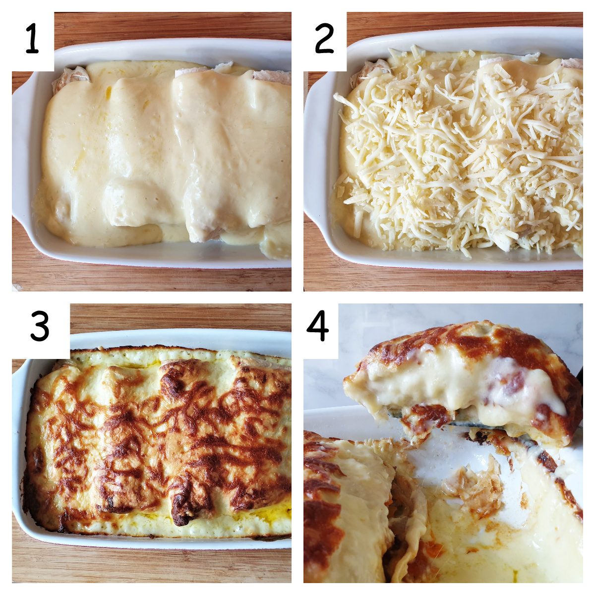 Collage showing steps for assembling turkey fajitas for oven.
