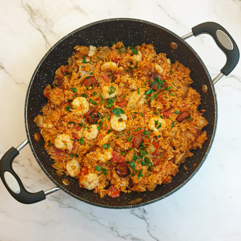 Easy homemade Jambalaya with chicken, chorizo and prawns Foodle Club