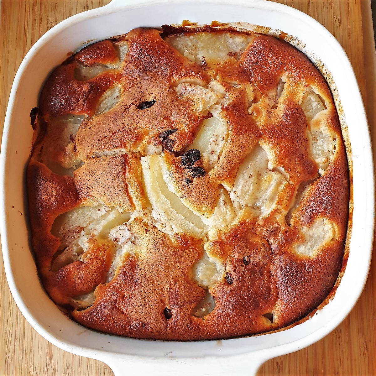 Overhead shot of the baked apple cake.