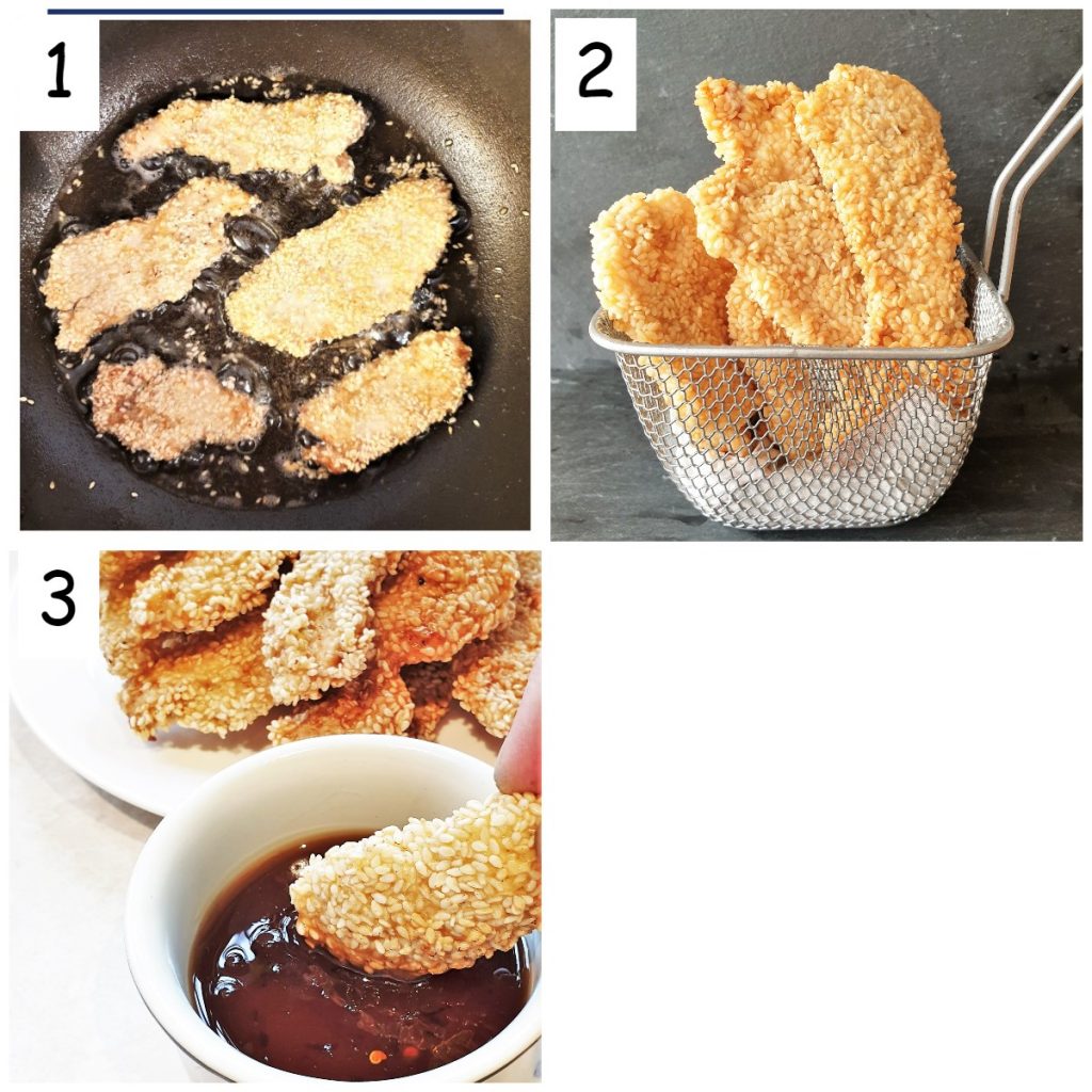 Sesame Chicken Strips with spicy lime dipping sauce Foodle Club