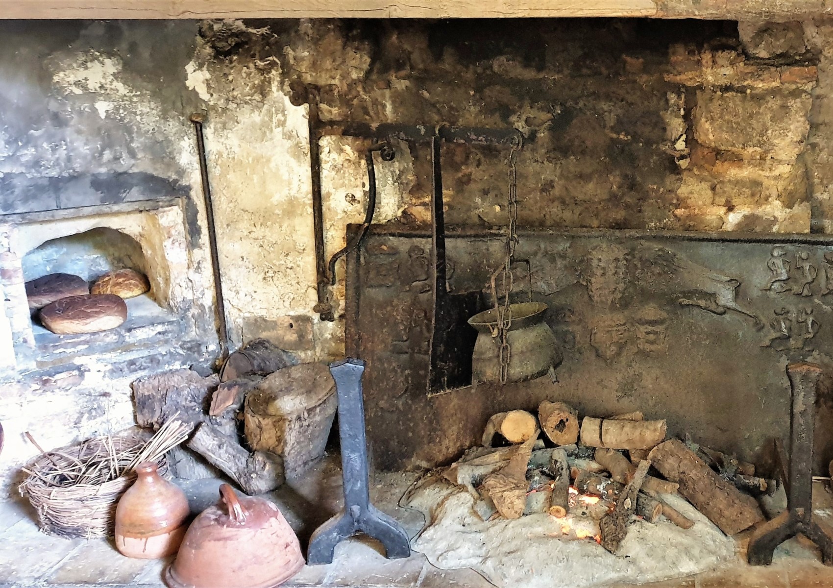 The old fireplace in Oliver Cromwell's house, which is now a museum.