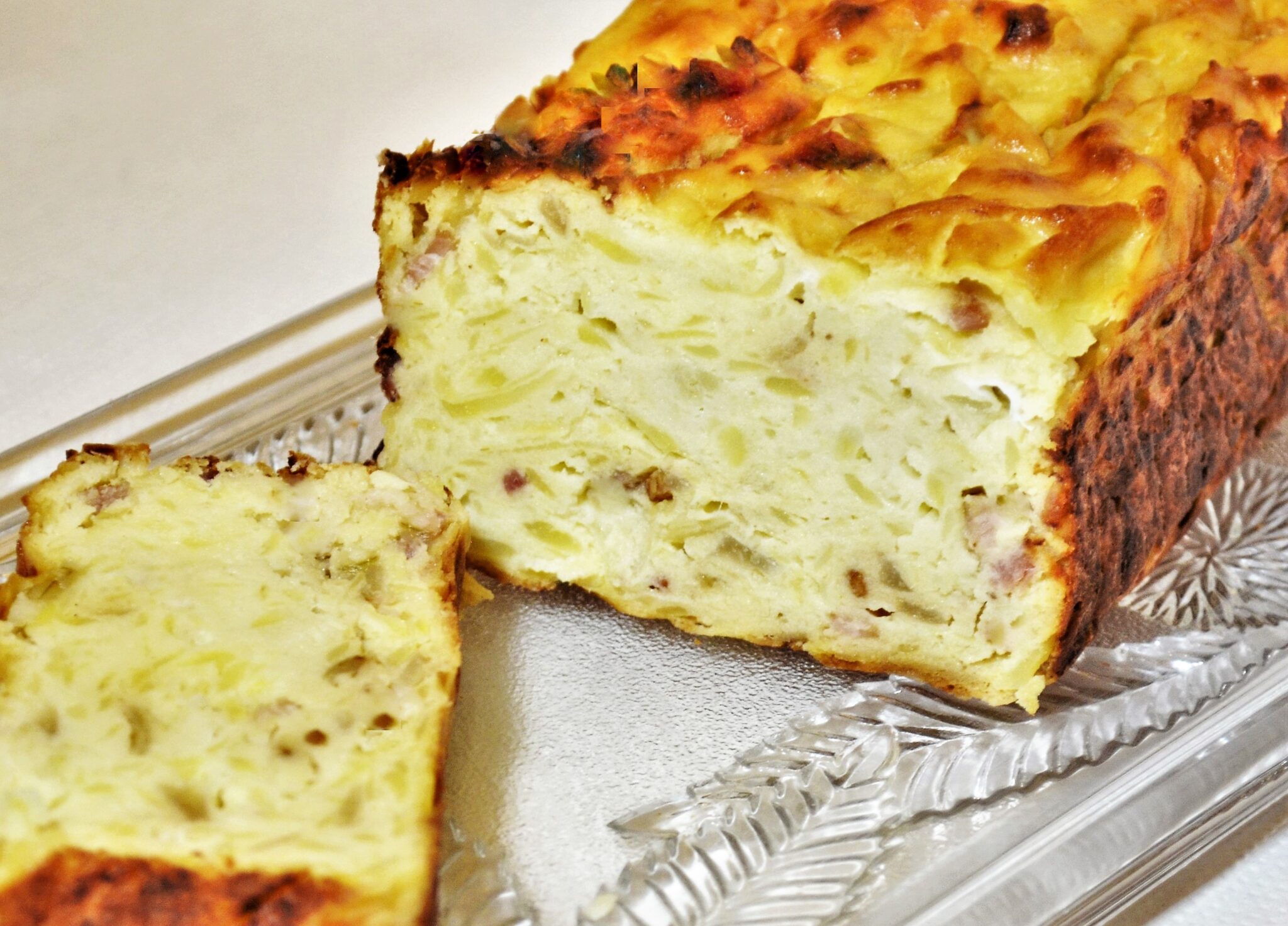 A closeup of the inside of a German potthucke bake.