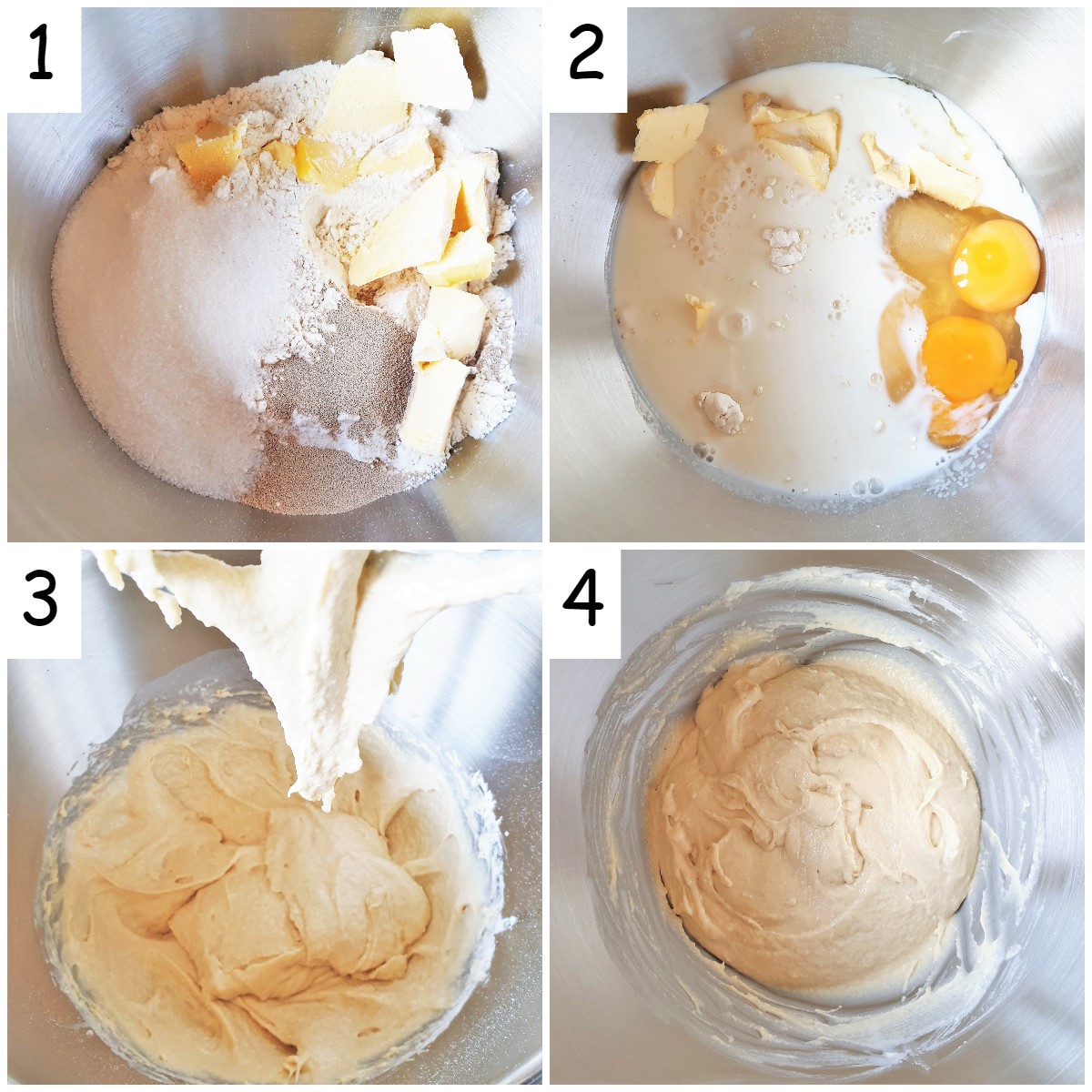 Steps for mixing the batter.