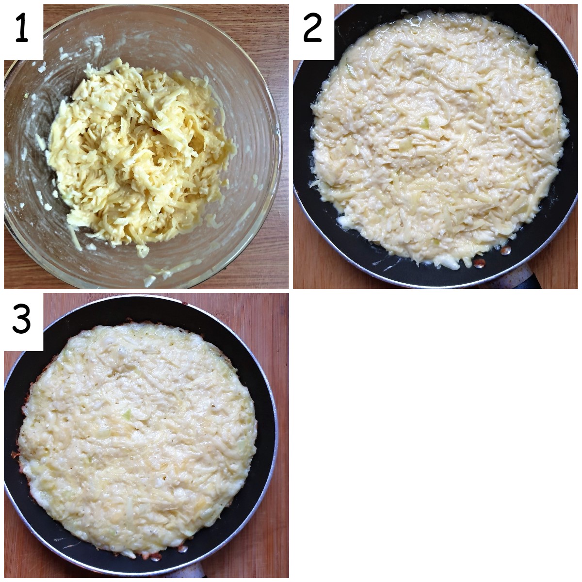 Steps for making a frittata.