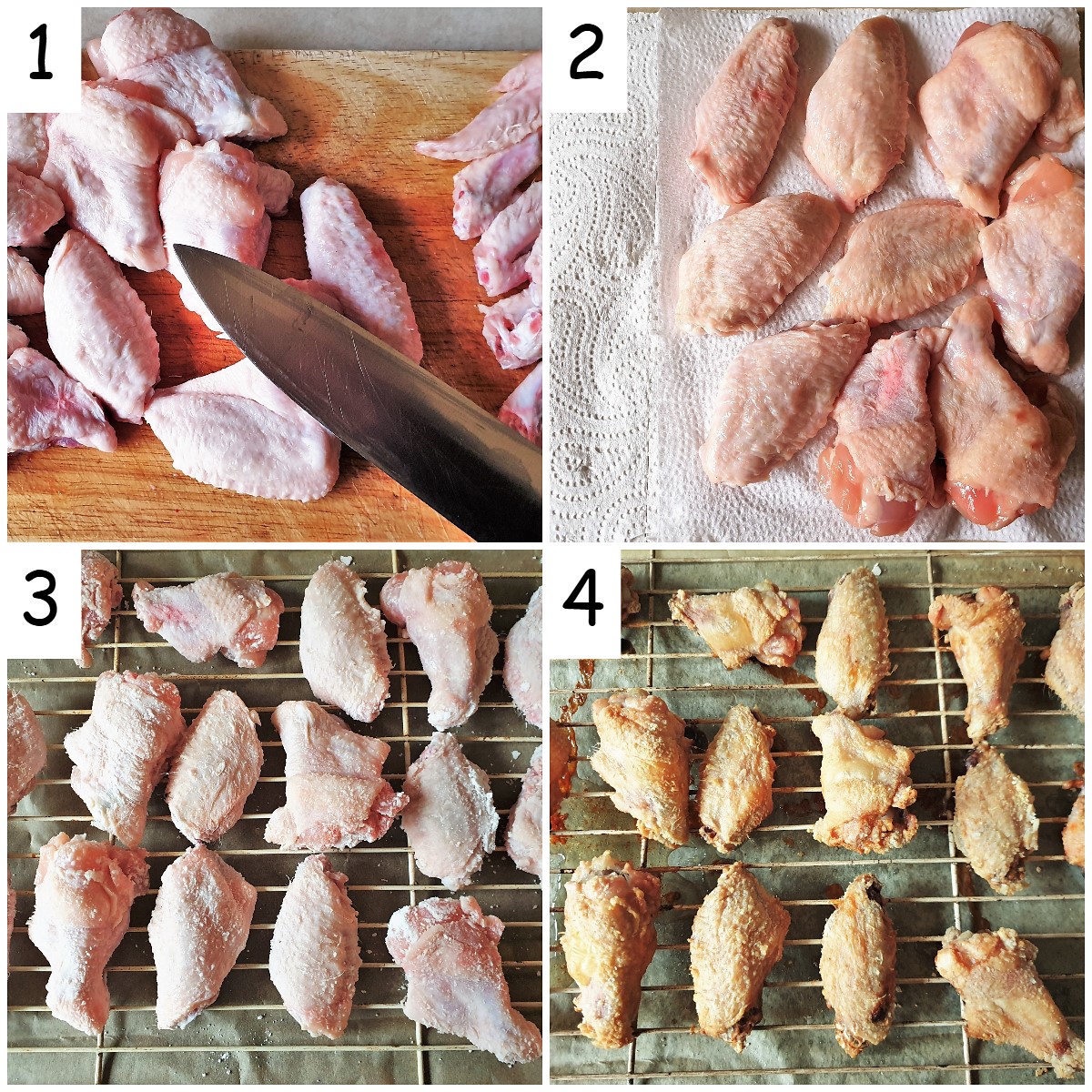 Steps for making barbeque chicken wings.