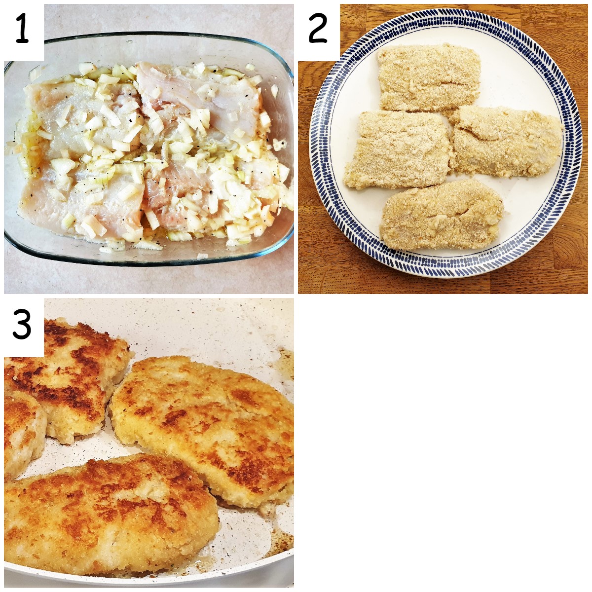 Steps for making fish milanese