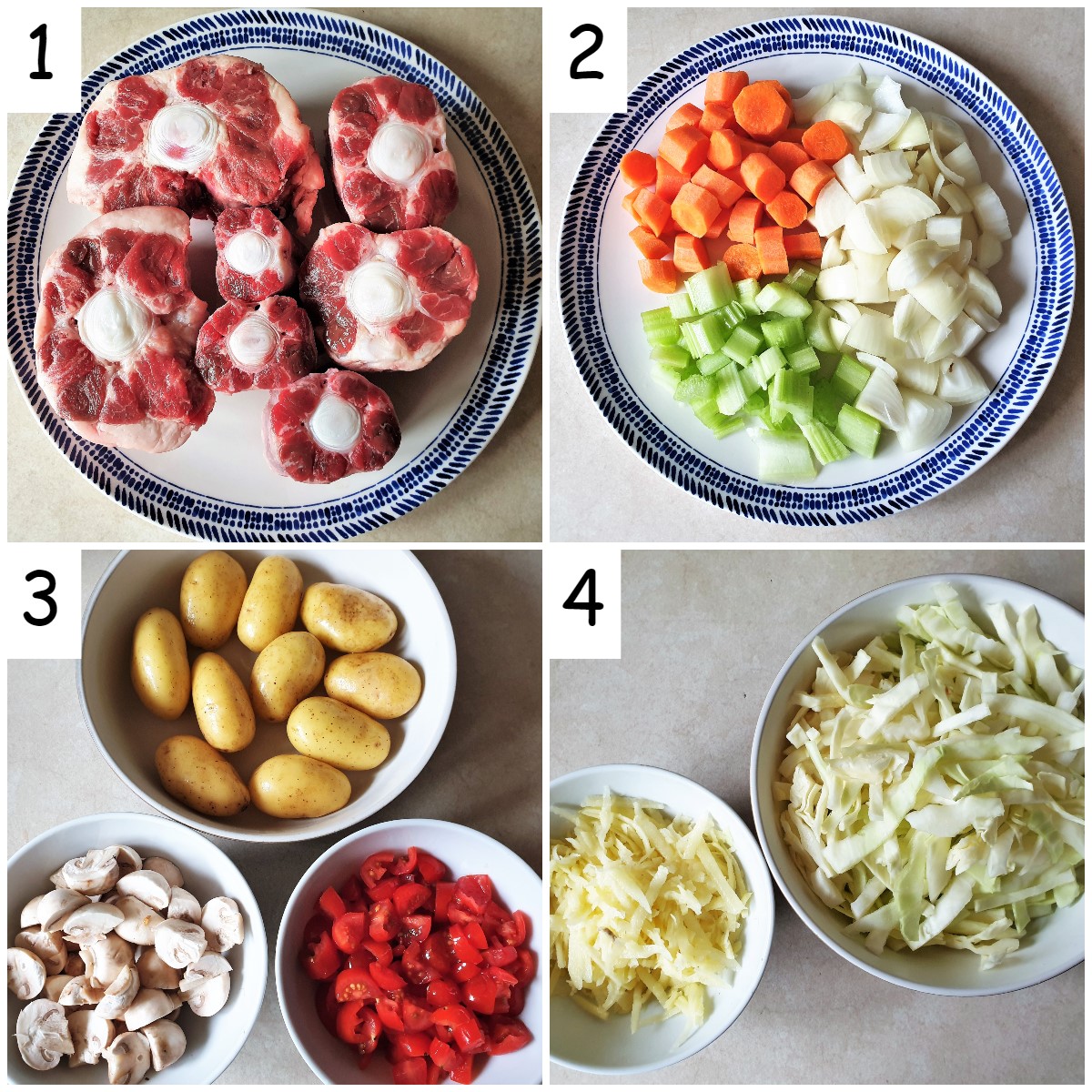 Ingredients for slow cooker oxtail stew.