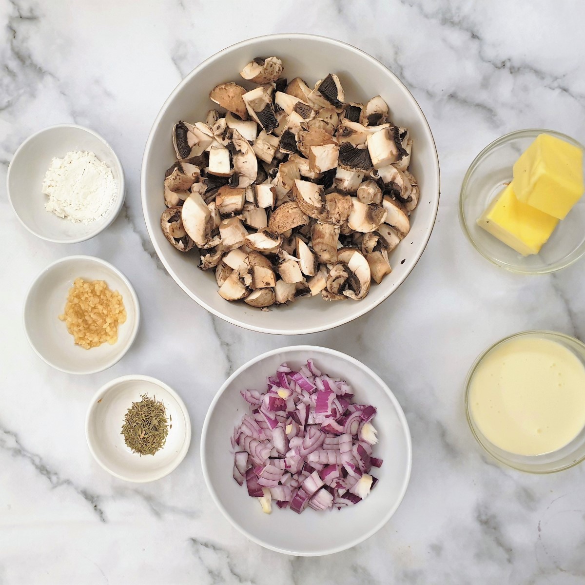 Ingredients for the mushroom tarts.