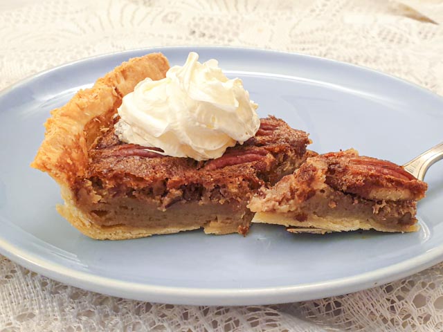 Closeup of pecan nut pie