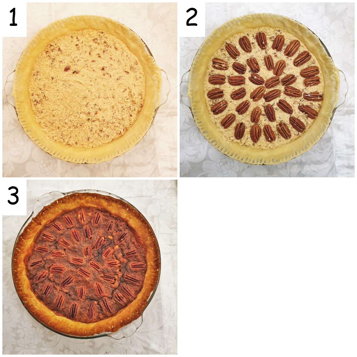 Steps to assemble the pie.