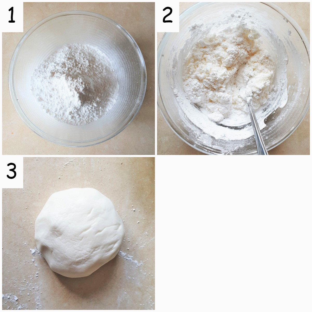Steps for mixing microwave meringues.