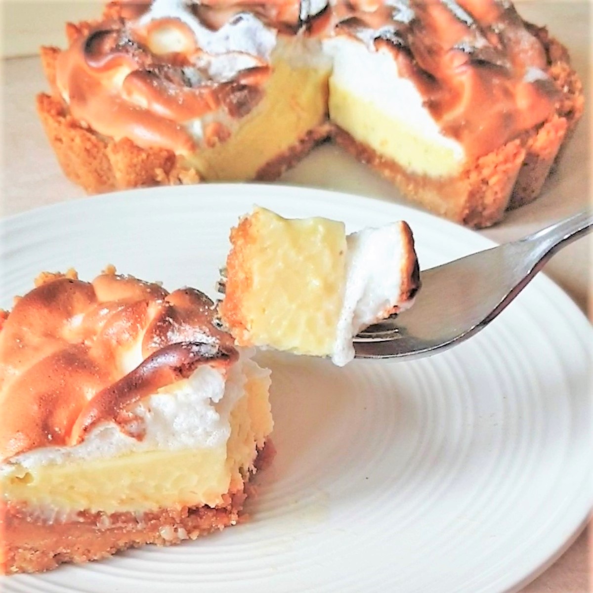 A forkful of key lime pie.