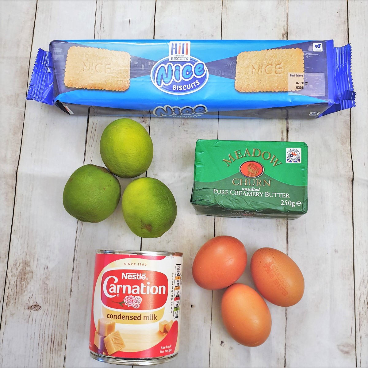 Ingredients for key lime pie.