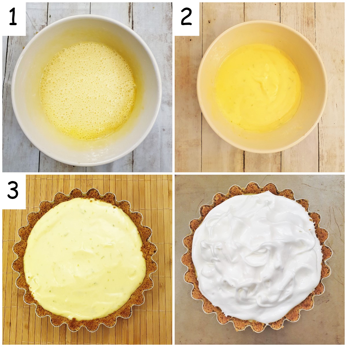 Steps for making the key lime filling.