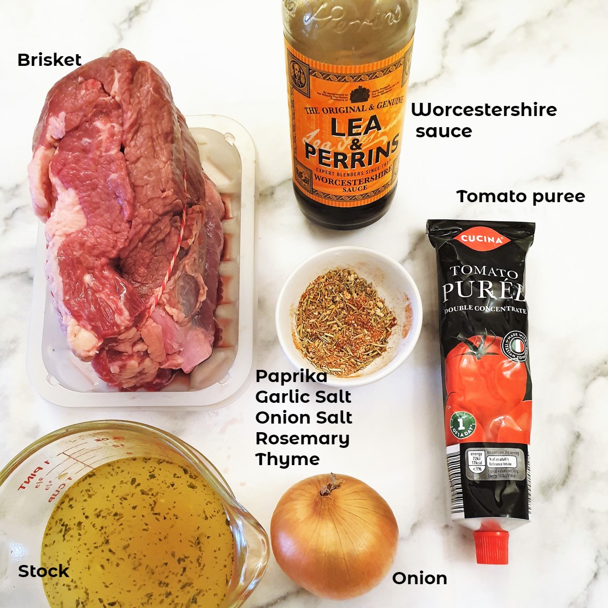 Ingredients for slow-roasted brisket