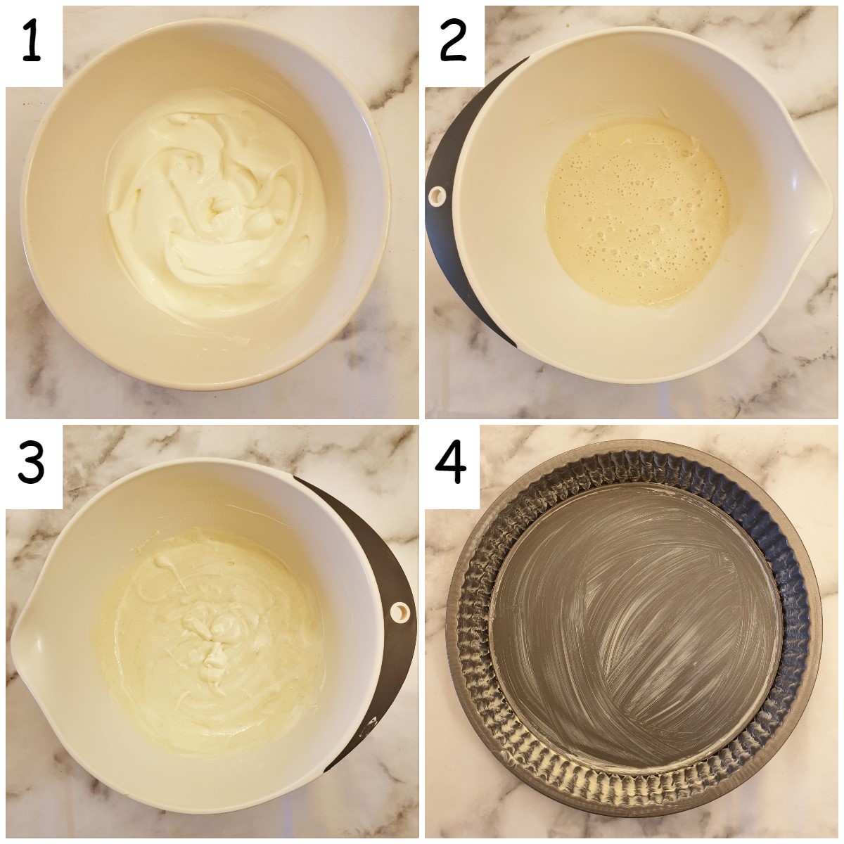 Steps for mixing the batter.