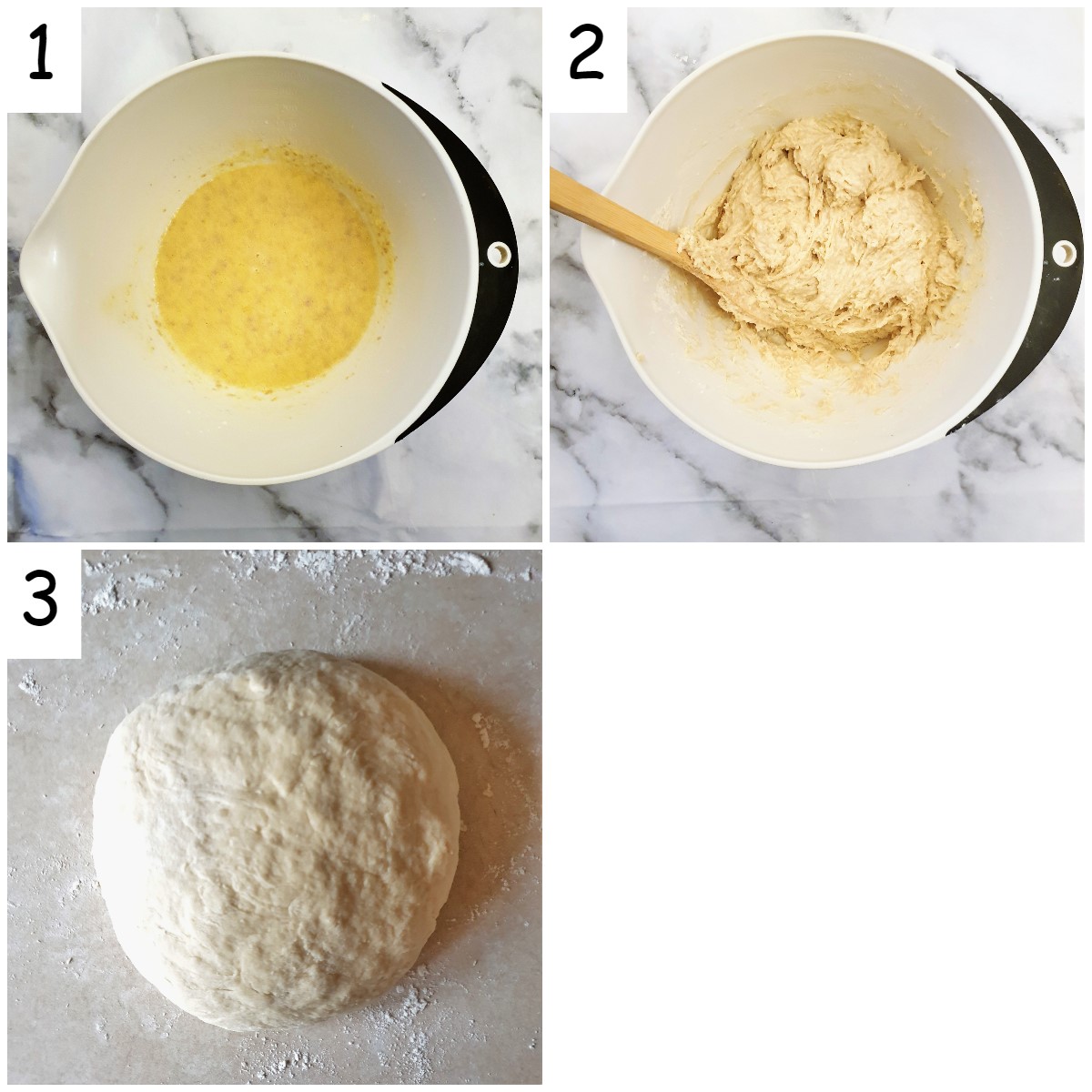 Steps for mixing the dough.