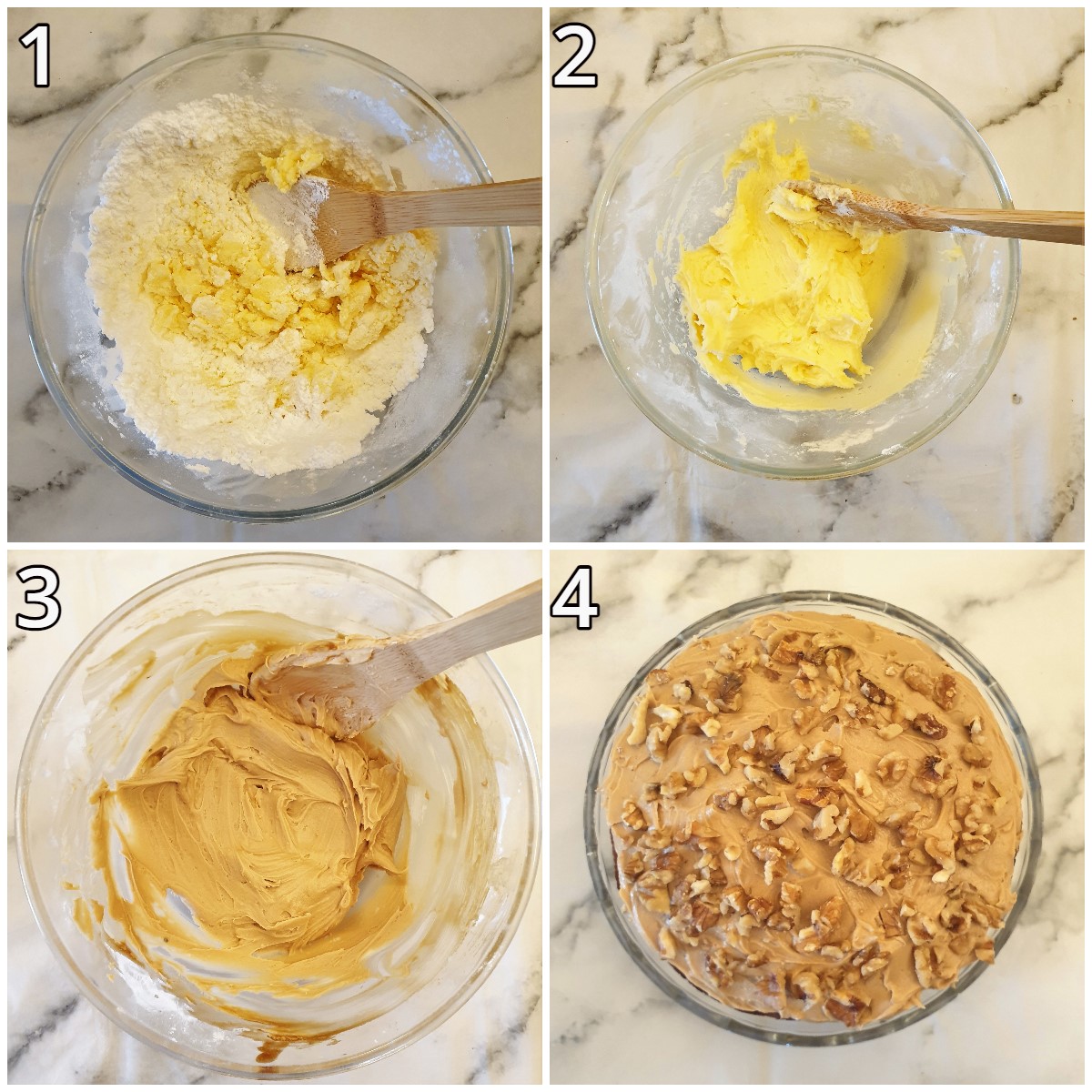 Steps for making the coffee buttercream.