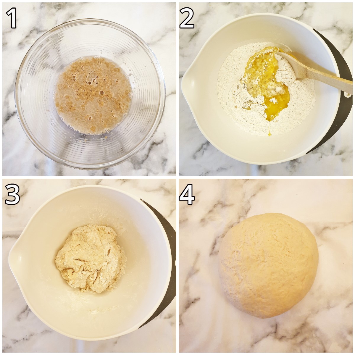 Steps for mixing the dough.