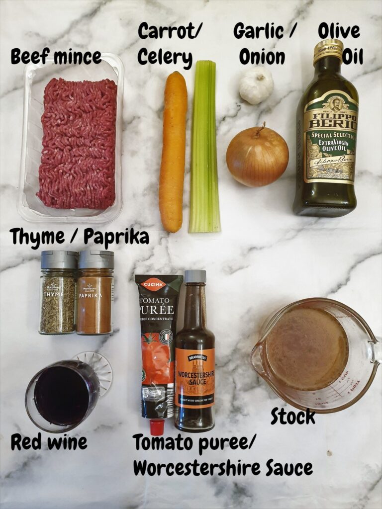 Ingredients for lasagne.