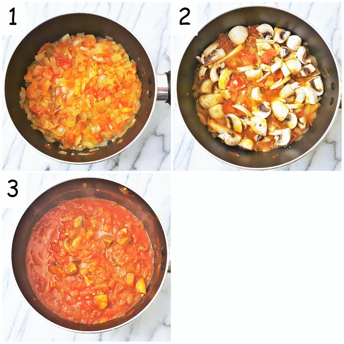 Steps for making the sauce.