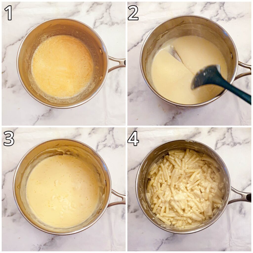 Steps for making the cheese sauce.