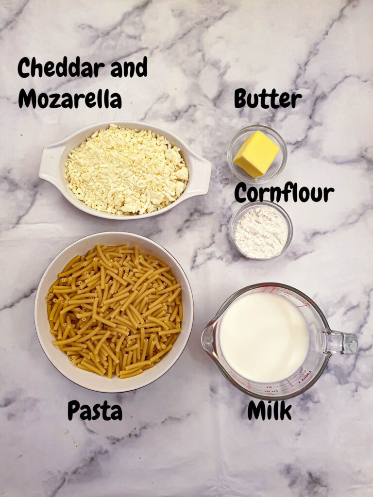 Ingredients for cheese sauce.