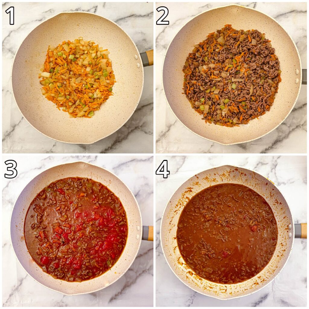 Steps for cooking the mince.