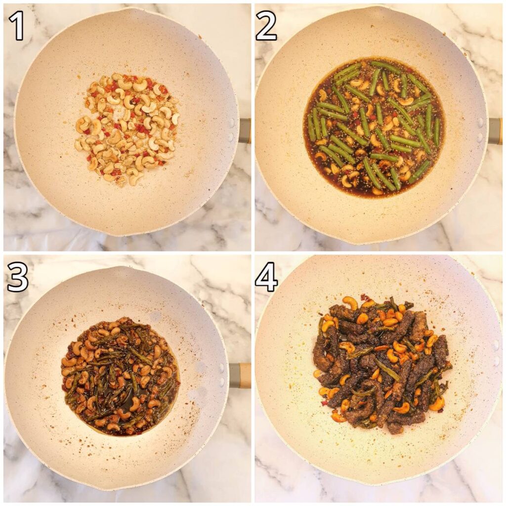 Steps for making the spicy sauce.