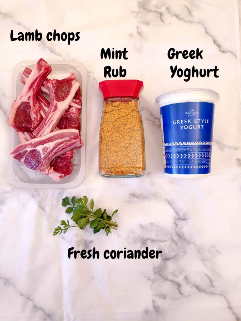 Ingredients for minted barbeque lamb chops