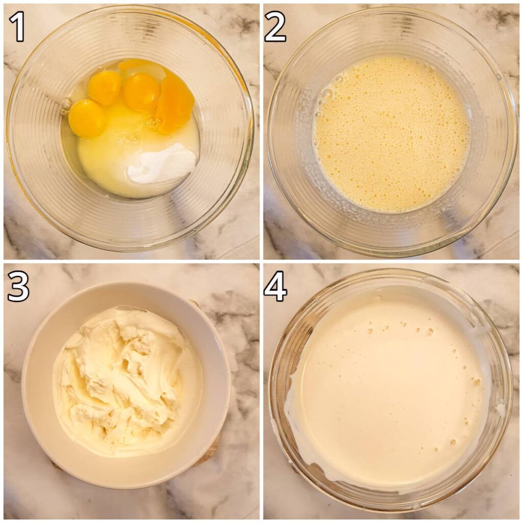 Steps for mixing the ice cream.