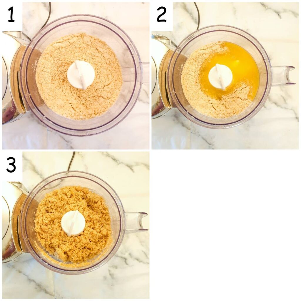 Steps for making the biscuit crumb base.