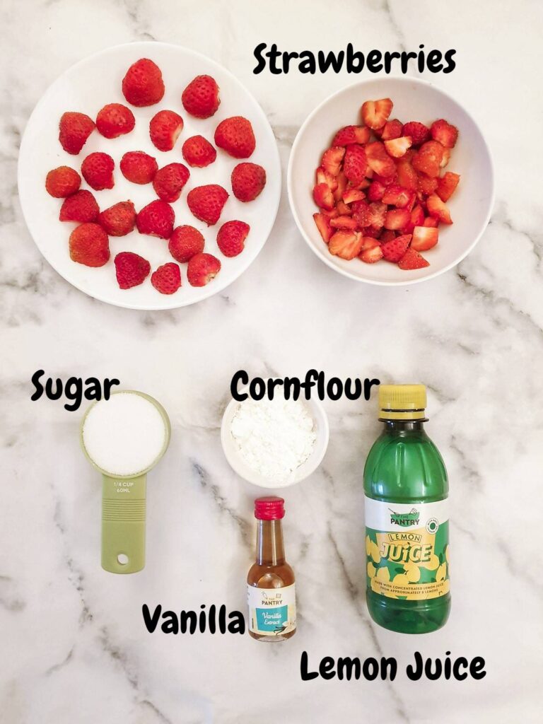 Ingredients for the strawberry topping.