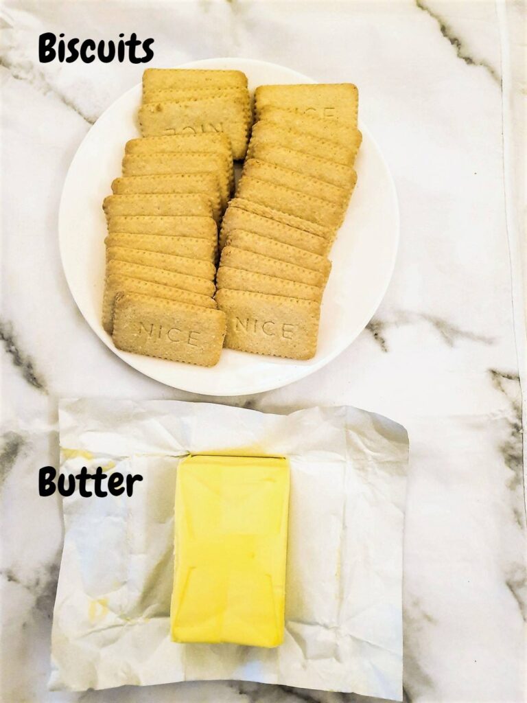 Ingredients for the biscuit base.