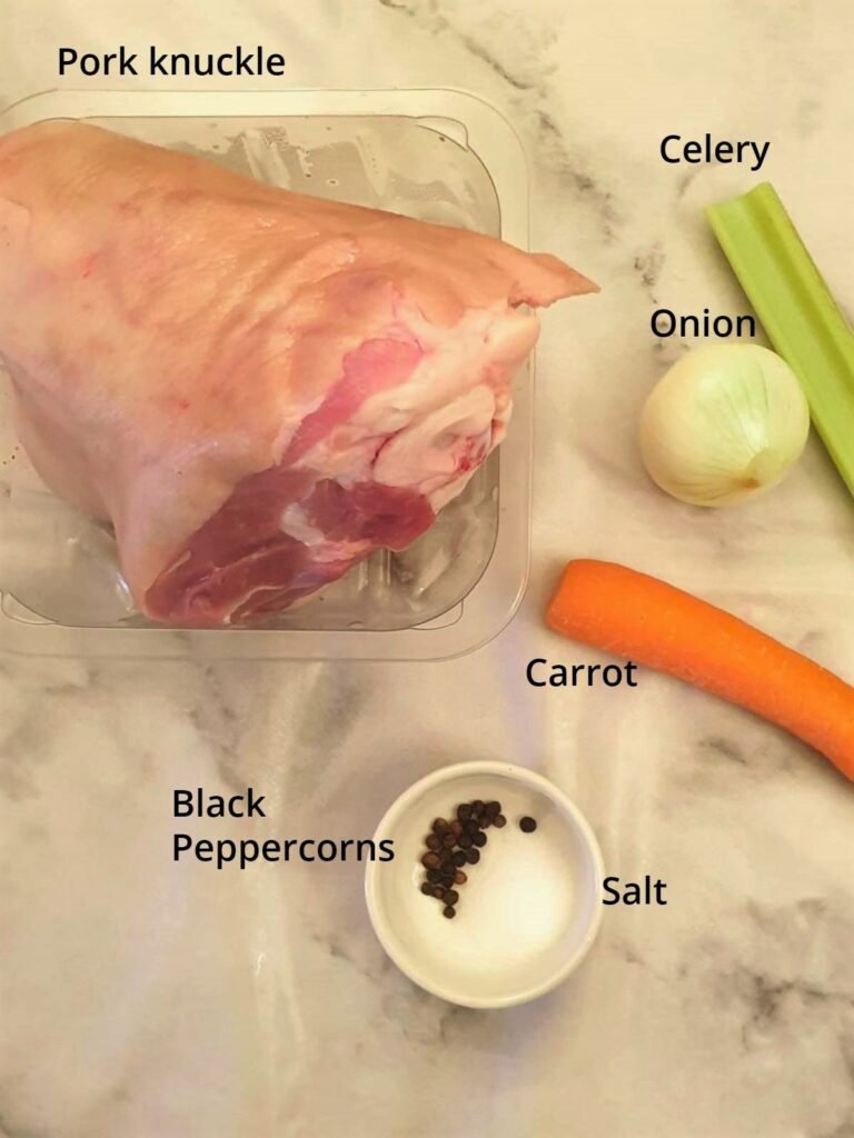 Ingredients for crispy pork knuckles.