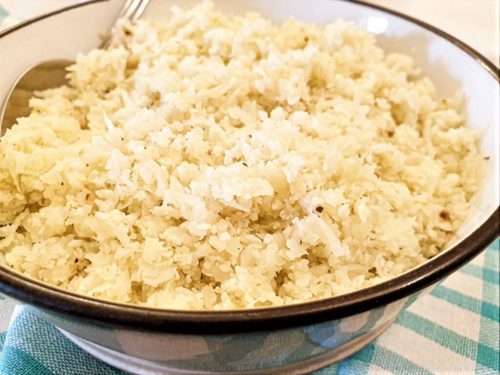 Close up of cauliflower rice.