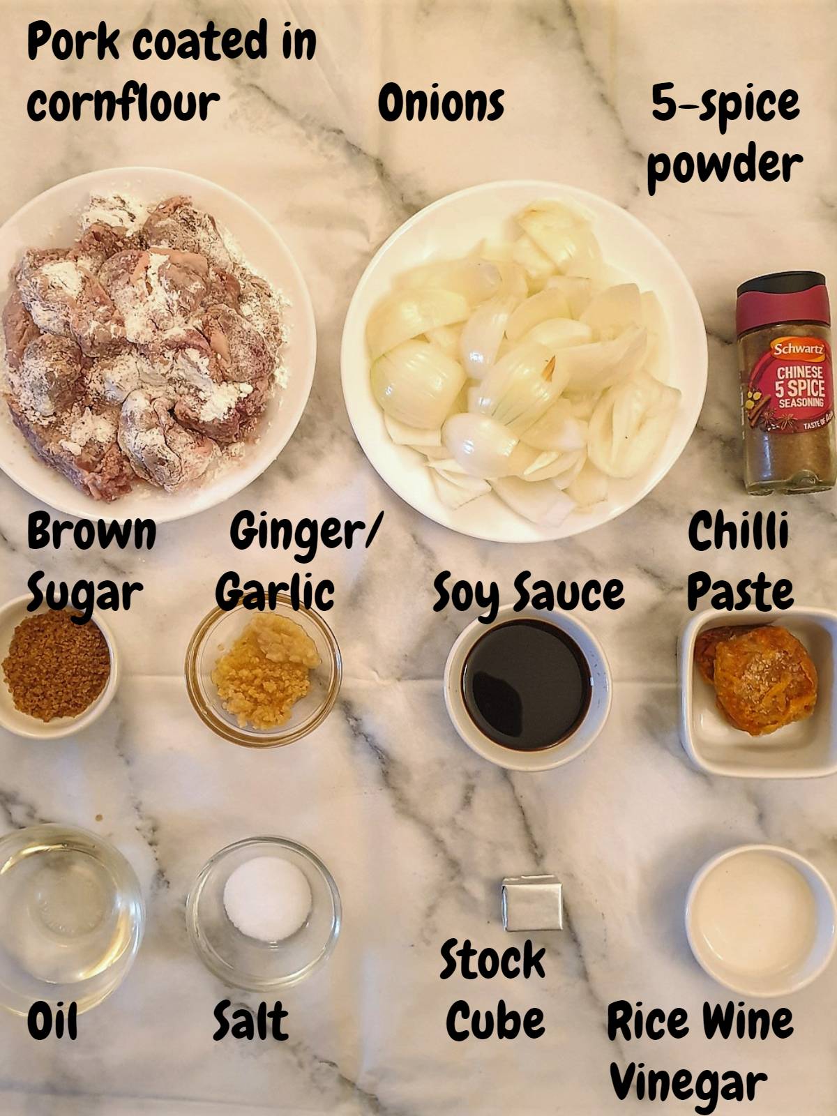 Ingredients for sticky Asian pork