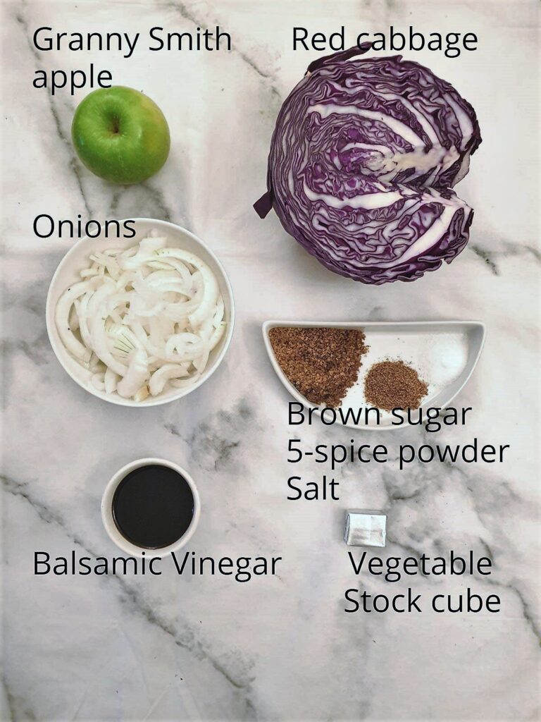 Ingredients for spicy braised red cabbage