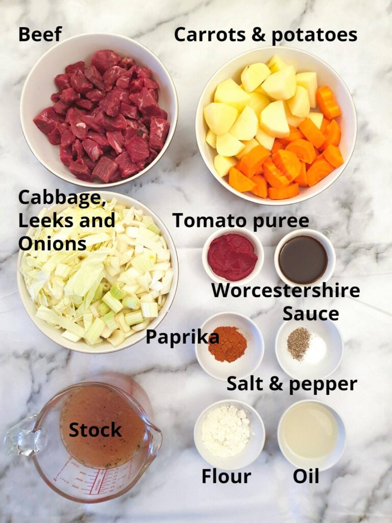 Ingredients for the beef stew. Ingredients for the beef stew.