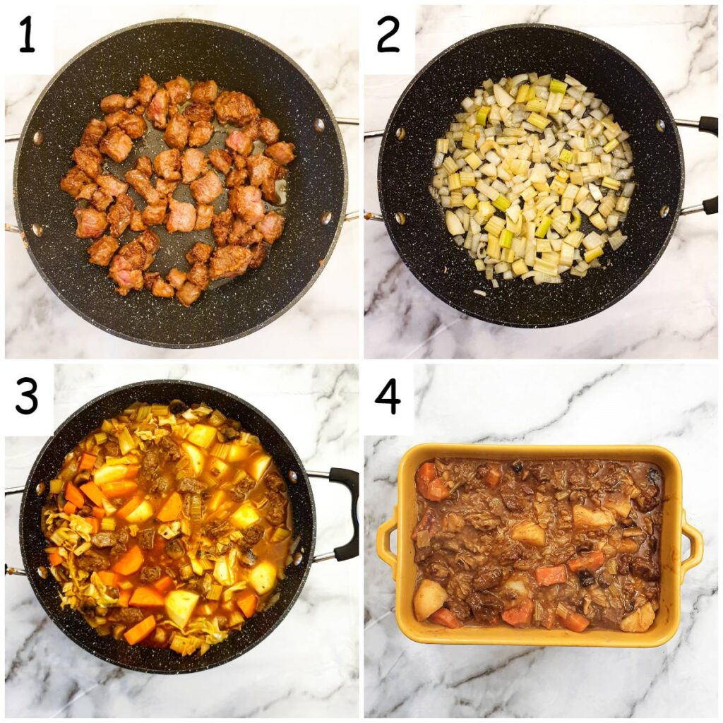 Steps to make the beef stew.