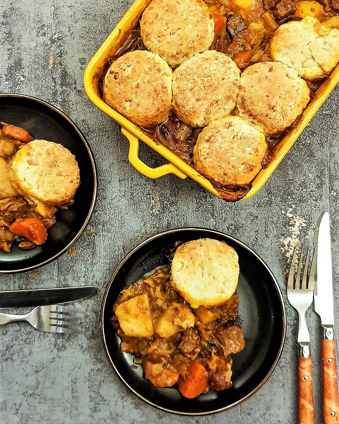 Hearty beef cobbler with cheesy scones Foodle Club
