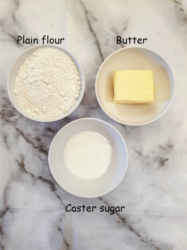 Ingredients for homemade shortbread.